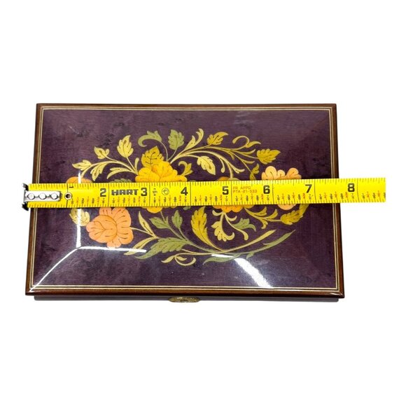 Vintage Italian Inlaid Wood Music Jewelry Box Mayflower Sorrento Yellow Flowers - Picture 7 of 13